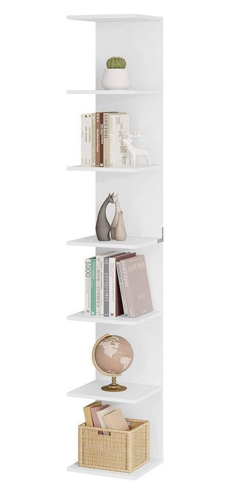 Woltu Bücherregal, 1-tlg., Bücherregal mit 7 Ebenen, Wandregal weiß, Küchen günstig online kaufen