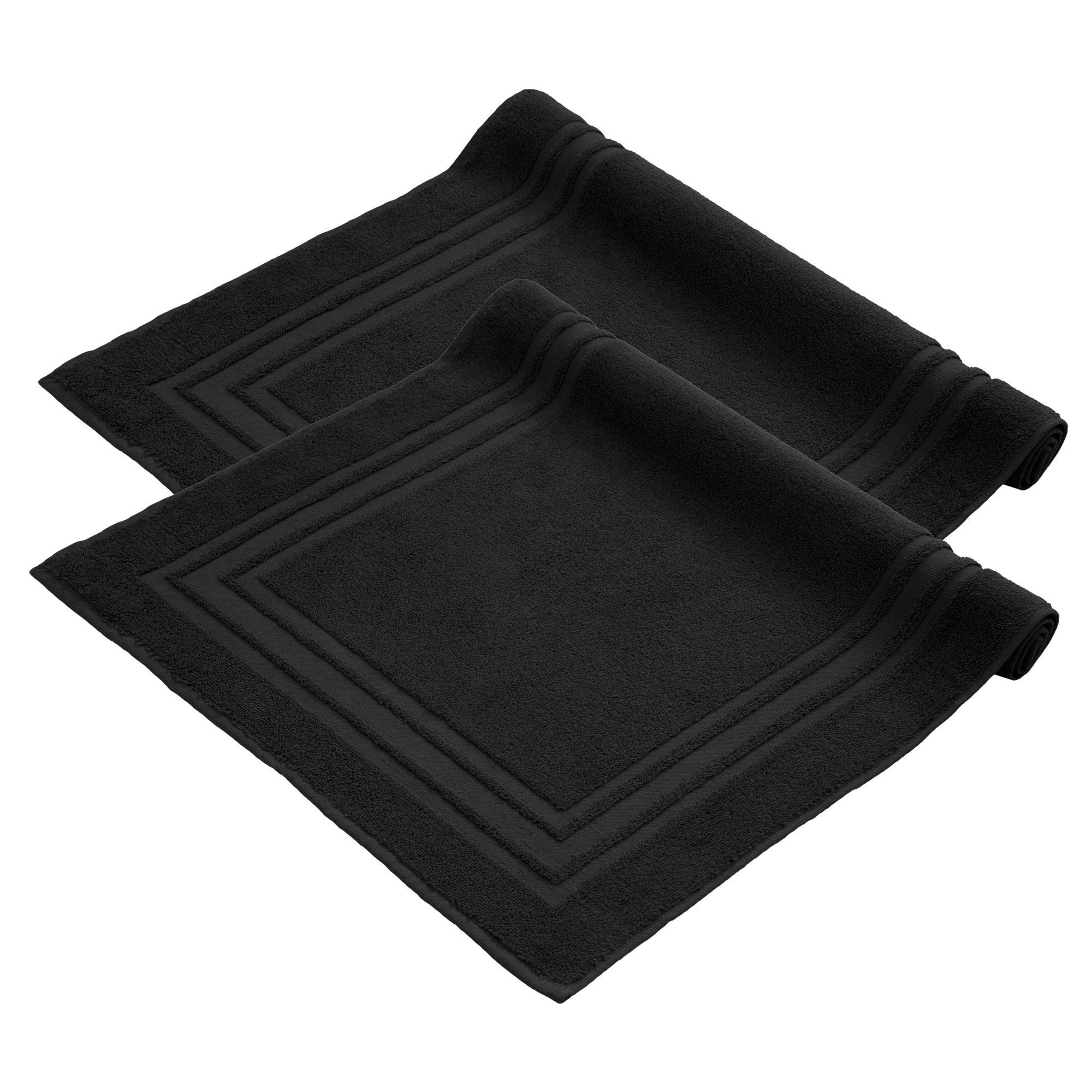 Badematte Badvorleger aus 100% Baumwolle Komfortec, 50x70 cm Duschvorleger, Waschbar Duschmatte, Frottee, Rechteckig, 600 g/m², 2er Set, Saugfähig & Schnelltrocknend