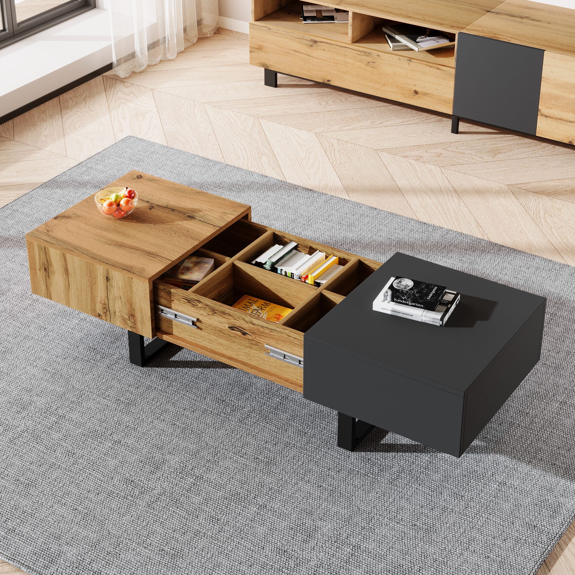 REDOM Couchtisch Modern verschiebbarer Couchtisch mit Stauraum (Multifunkti günstig online kaufen