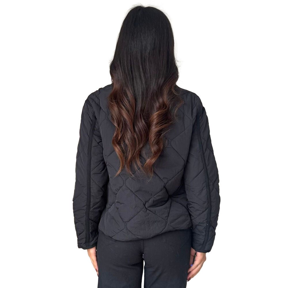 Ital-Design Steppjacke Modische gesteppte Jacke mit Knöpfen für Damen (90764030) Übergangsjack in Schwarz