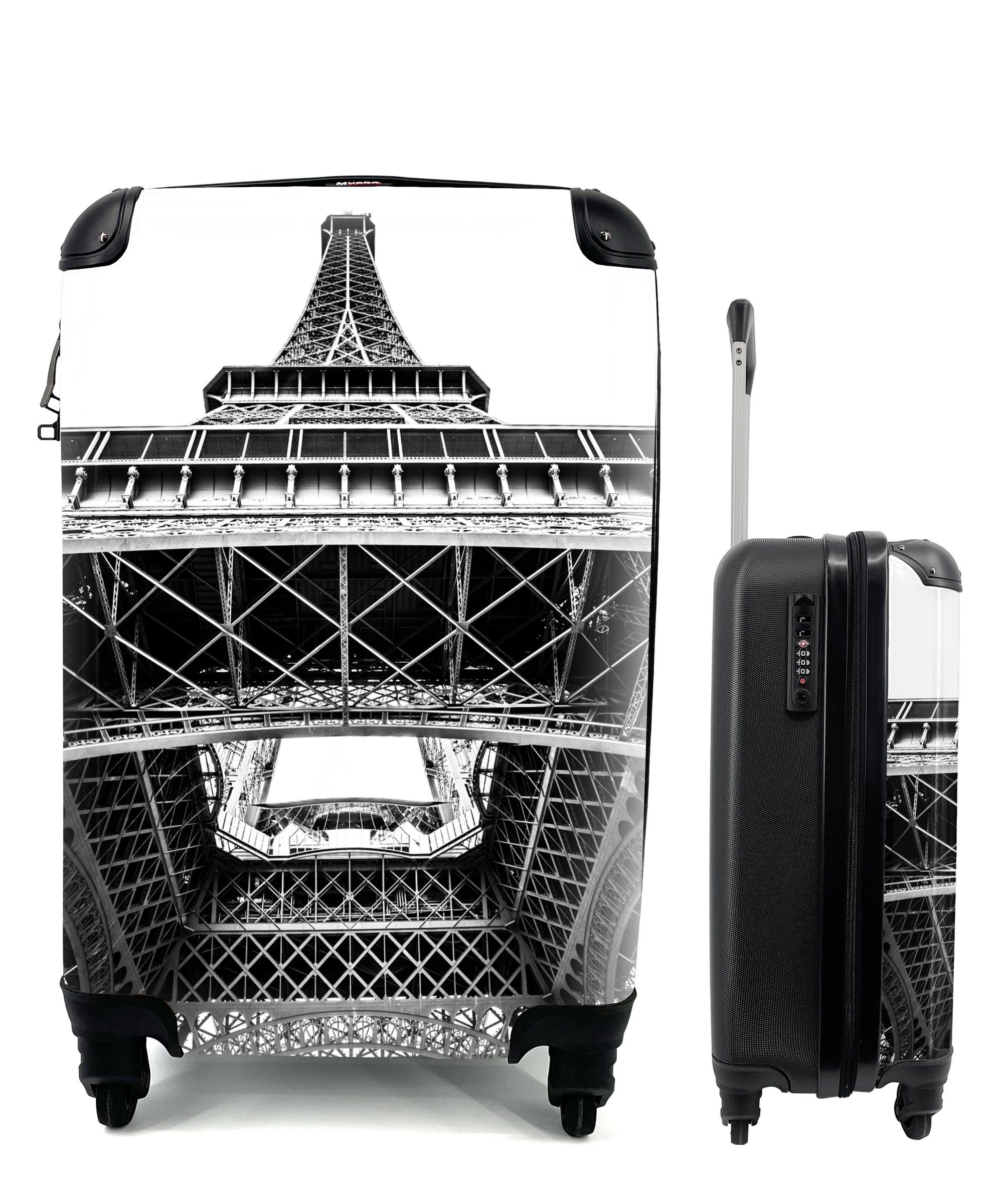 MuchoWow Handgepäckkoffer Unter dem Eiffelturm, 4 Rollen, Reisetasche mit rollen, Handgepäck für Ferien, Trolley, Reisekoffer