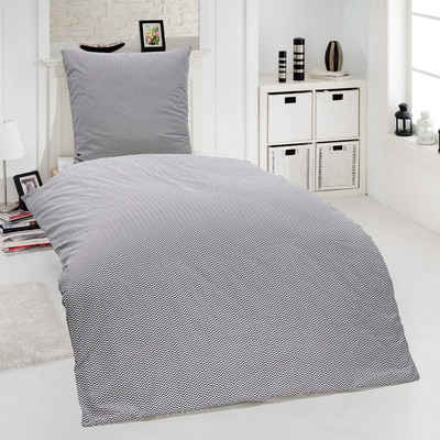 Bettwäsche »Bettwäsche aus 100% Baumwolle im modernen Zick-Zack Design, Kuschelig weiche Bettbezüge«, Hometex Premium Textiles, mit verdeckt eingenähtem Reißverschluss