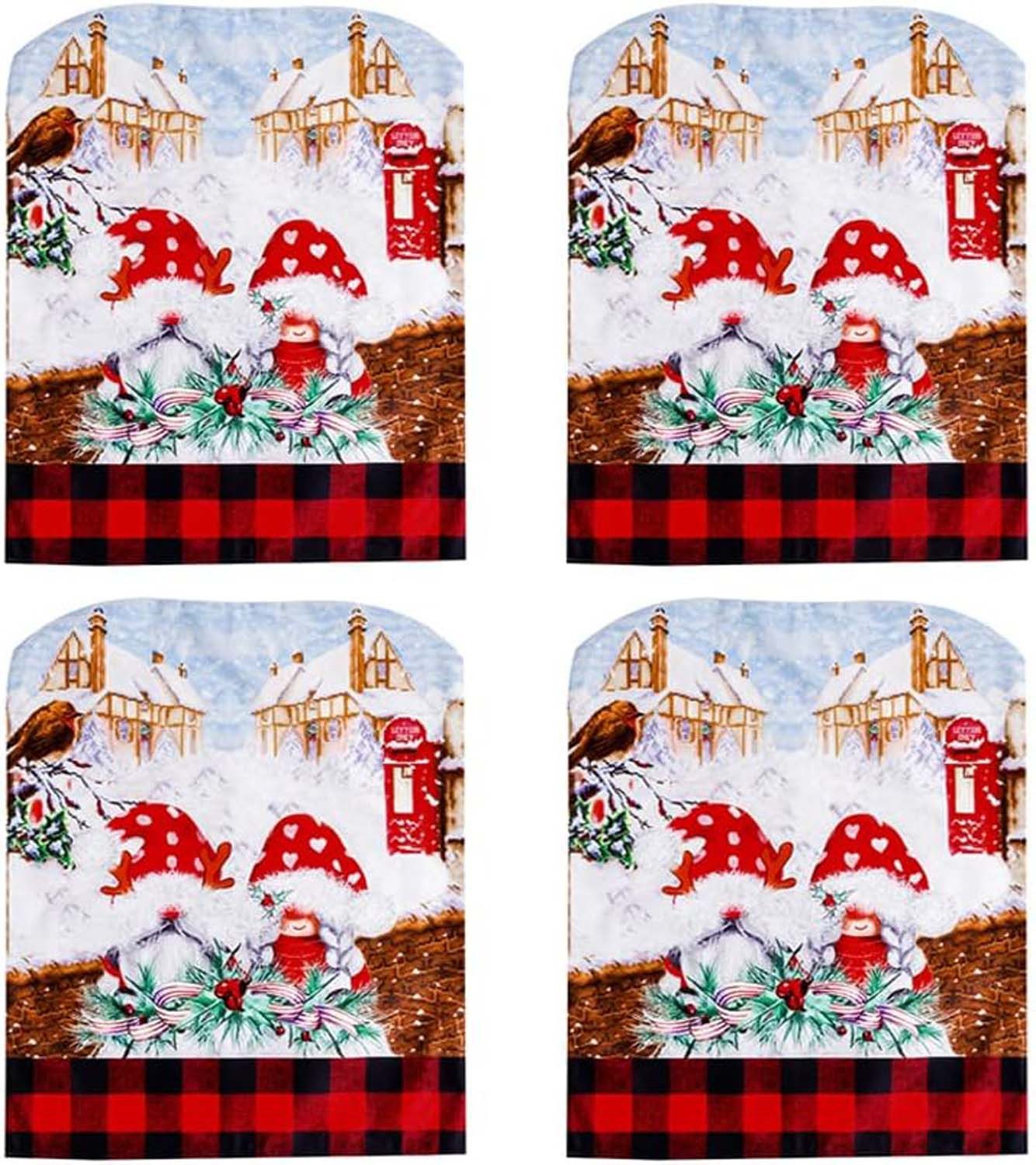 trends for living Stuhlhusse 4er Weihnachtsstuhlbezüge Weihnachts-Stuhlbezüge Dekoration Stuhlhusse