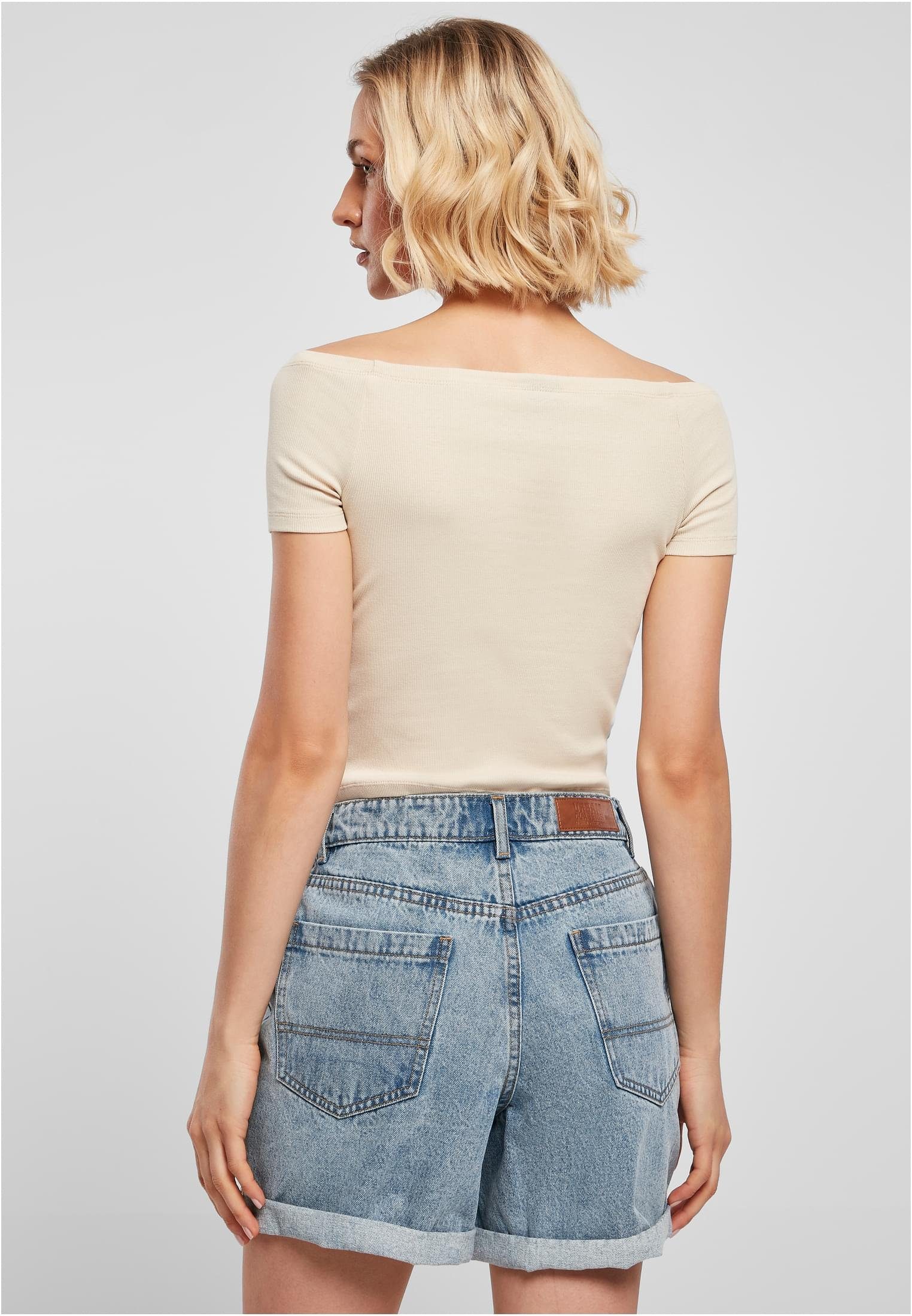 URBAN CLASSICS T-Shirt Damen Ladies (1-tlg) softseagrass Shoulder Off Rib Tee