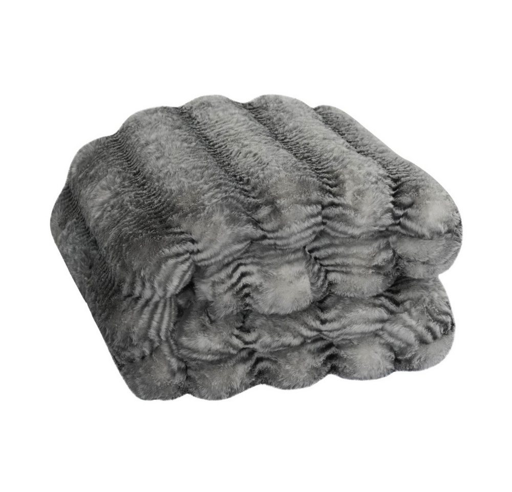 Wohndecke Waschbär-Fell Kuscheldecke, REALLaxx, 150x200 / 220x240 XXL Sofadecke Kunstfell grau, waschbar
