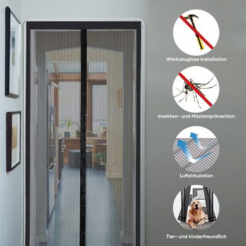 Sekey Insektenschutz-Tür Magnet Fliegengitter Tür ohne Bohren Katzensicher