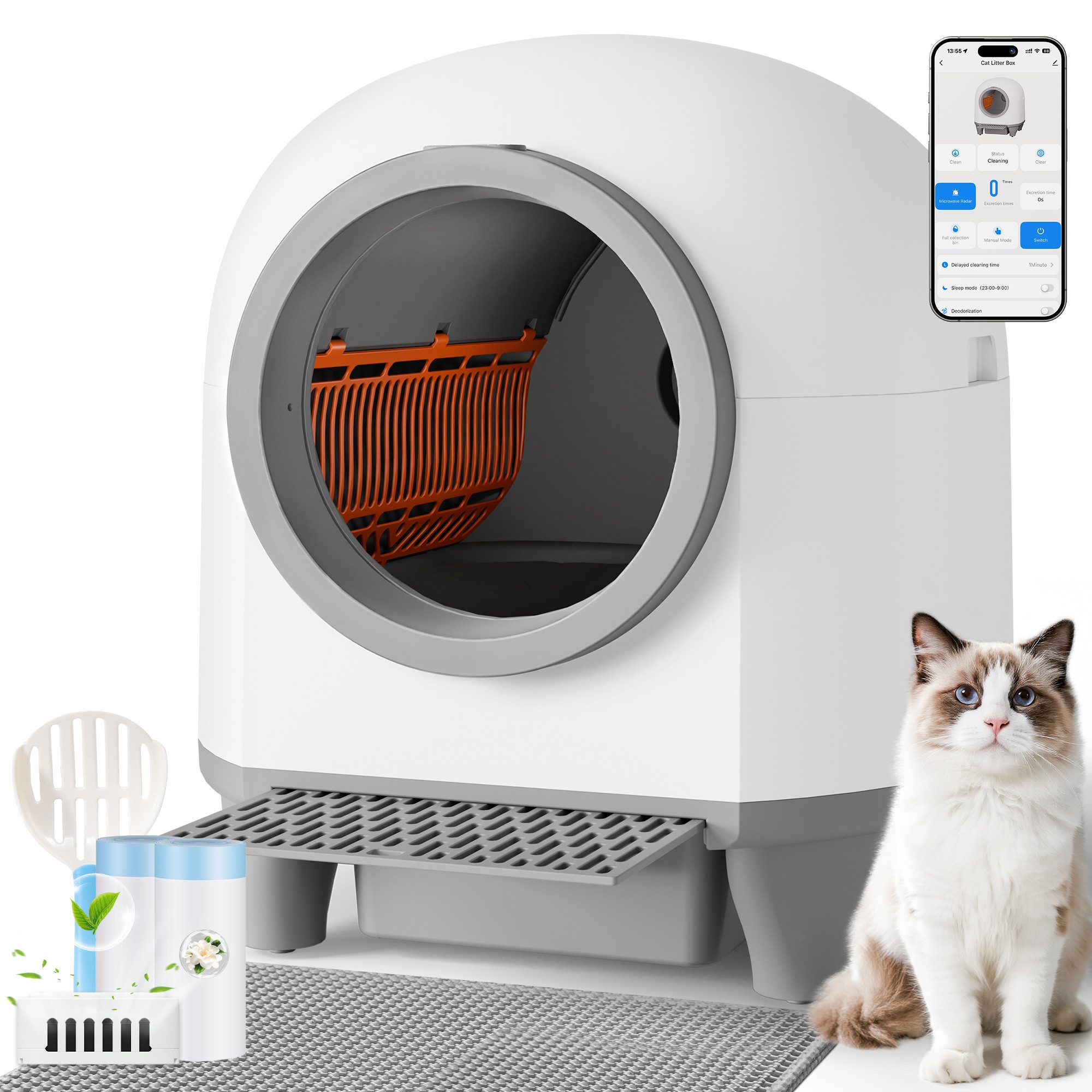Furnicopia Katzentoilette XXXL Große Katzenklo selbstreinigend, Geruchsneutralisierung-System, Komfort für Ihre Katze, ideal für Mehrkatzenhaushalte