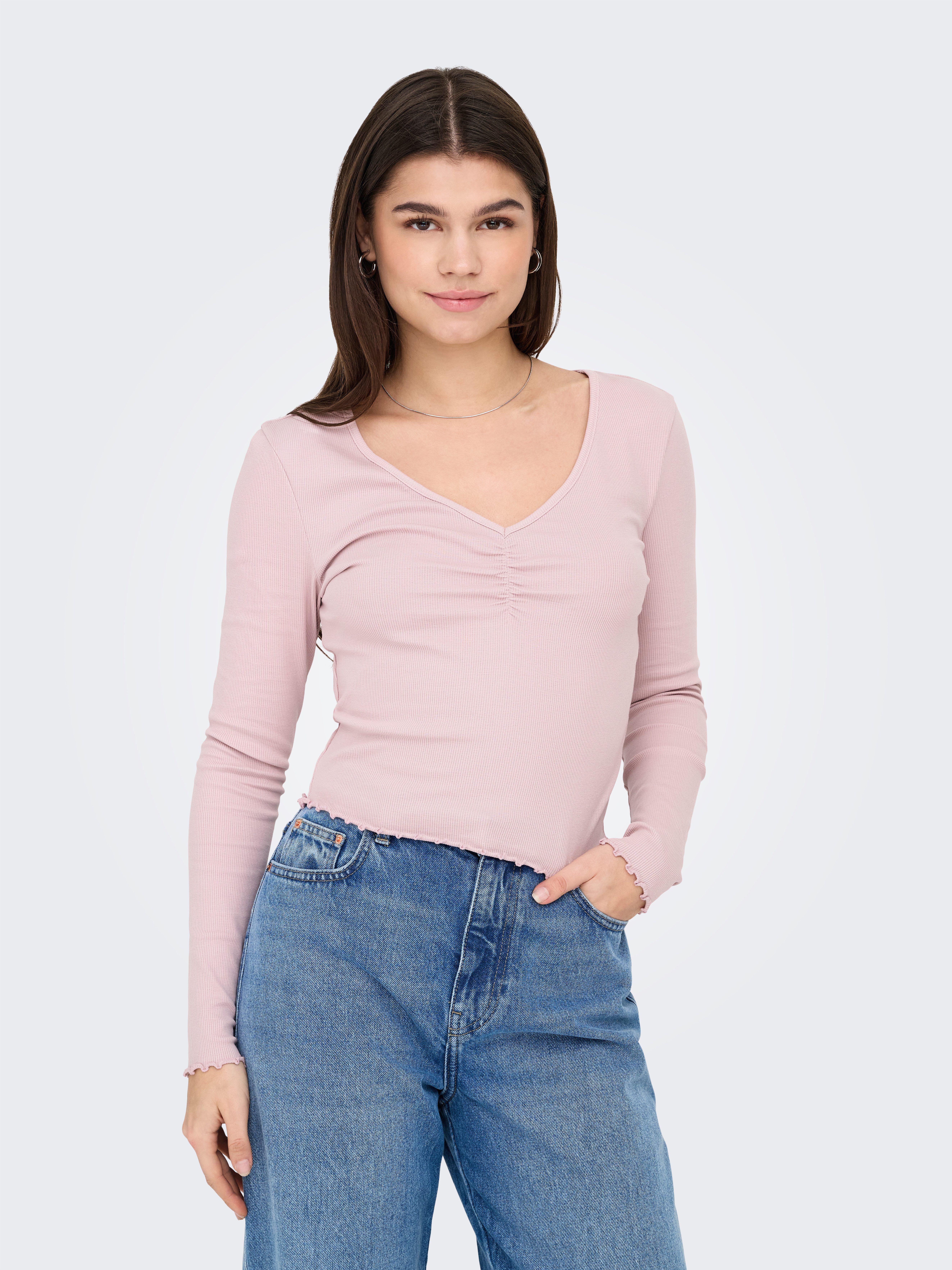 ONLY Langarmshirt ONLBETTY L/S V-NECK TOP günstig online kaufen