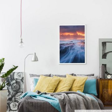 Sinus Art Poster Landschaftsfotografie  Wellen bei Sonnenaufgang 60x90cm Poster