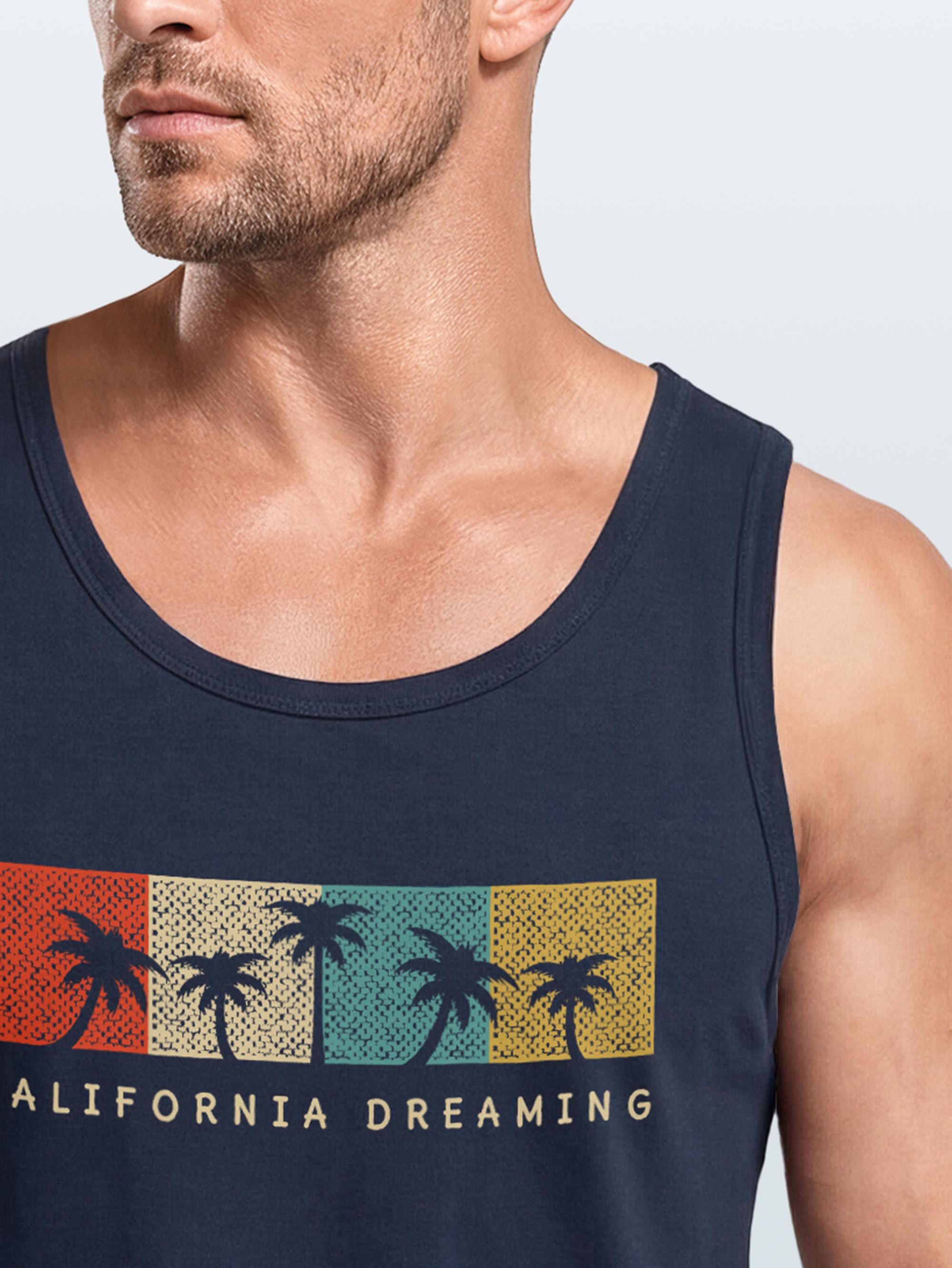 Neverless Tanktop Herren Tank Top California Dreaming Summer Party Palmen Palms Retro mit Print