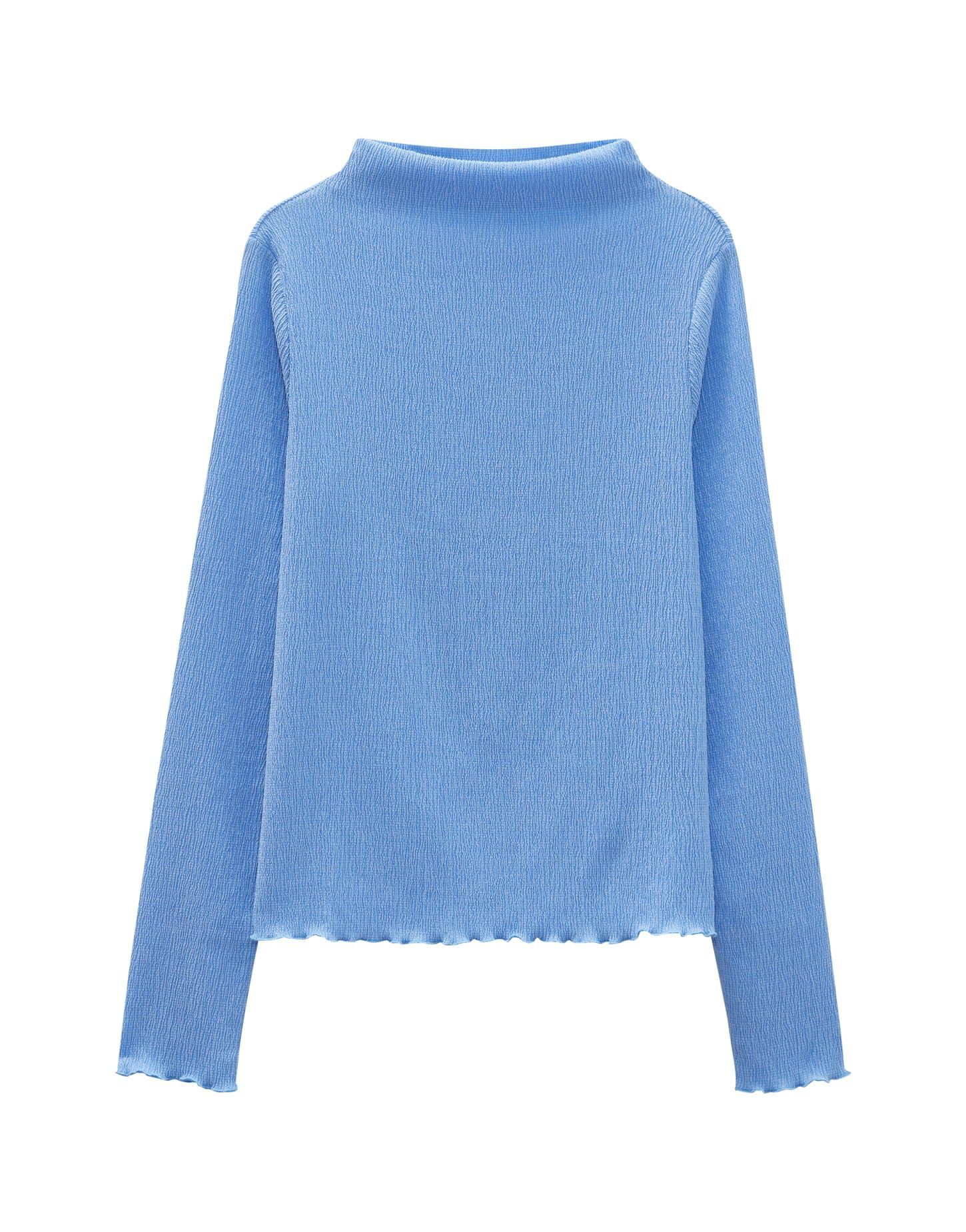 Langarmshirt Langarmshirt KELONI Slim aus Kreppstoff