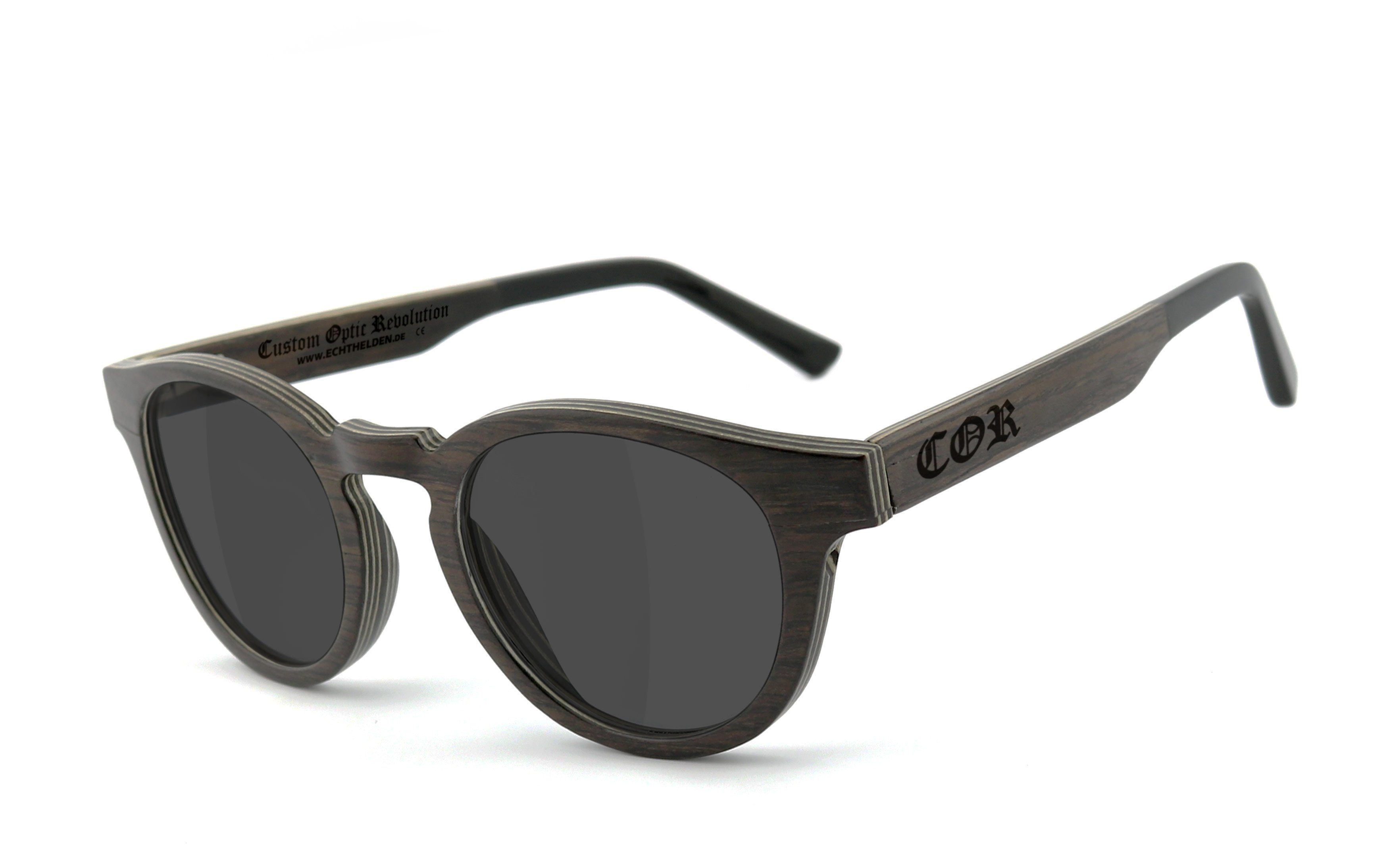 mit aus COR 001 Holz Sonnenbrille HLT® Qualitätsgläsern