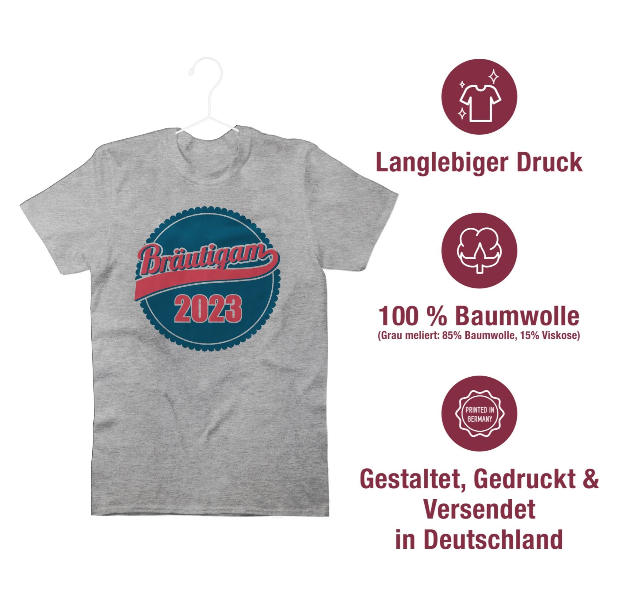 Shirtracer Grau 2023 Bräutigam meliert 1 JGA Männer T-Shirt