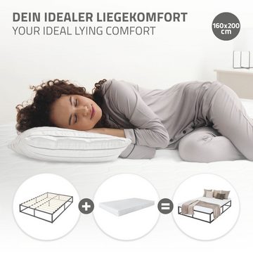 ML-DESIGN Metallbett Bett für Schlafzimmer mit Lattenrost auf Stahlrahmen robust, Gästebett 160x200 cm Anthrazit mit Matratze 16cm leichte montage