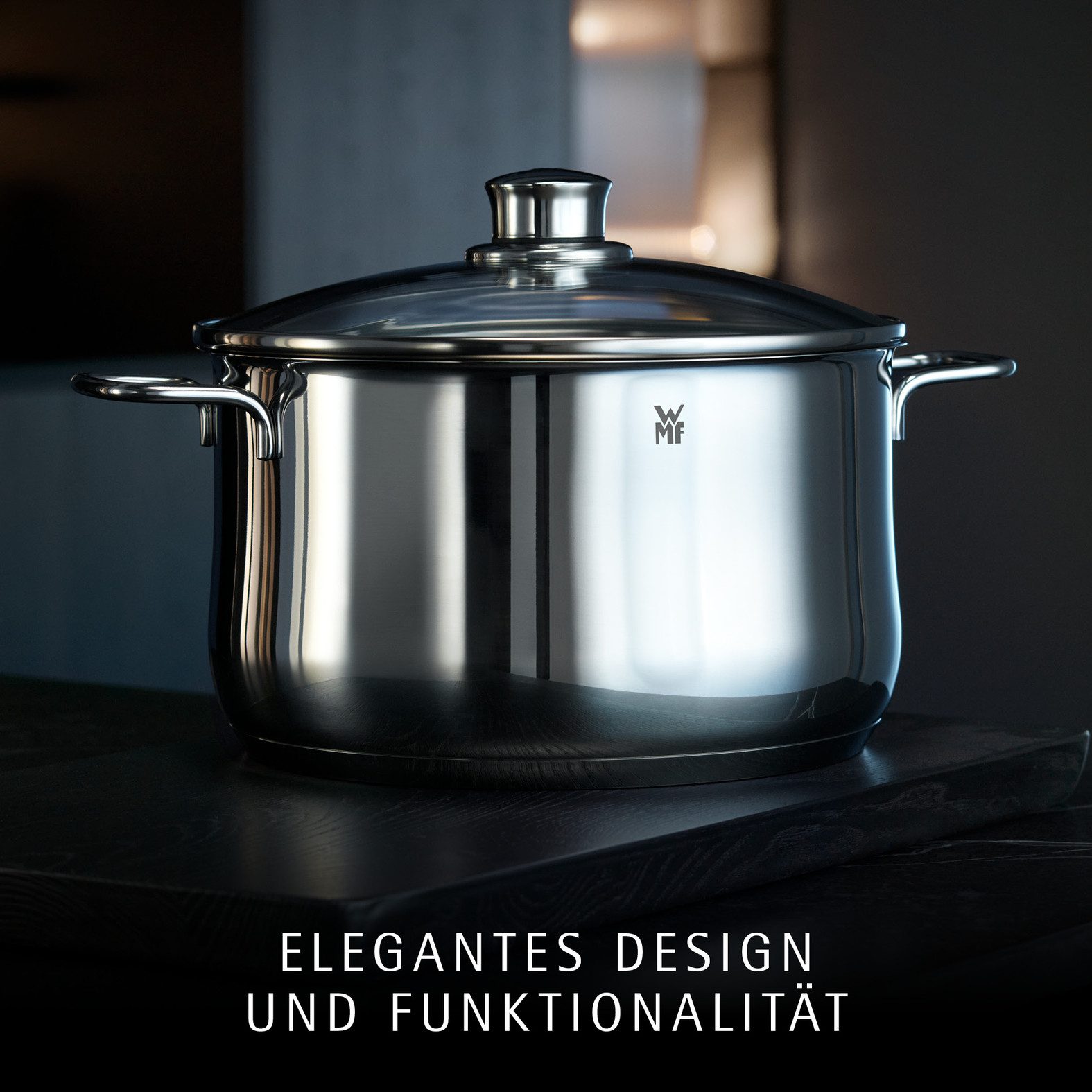 WMF Fleischtopf Diadem Plus, Cromargan® Edelstahl Rostfrei 18/10 (2-tlg), breiter Schüttrand, außergewöhnliches Design, spülmaschinengeeignet