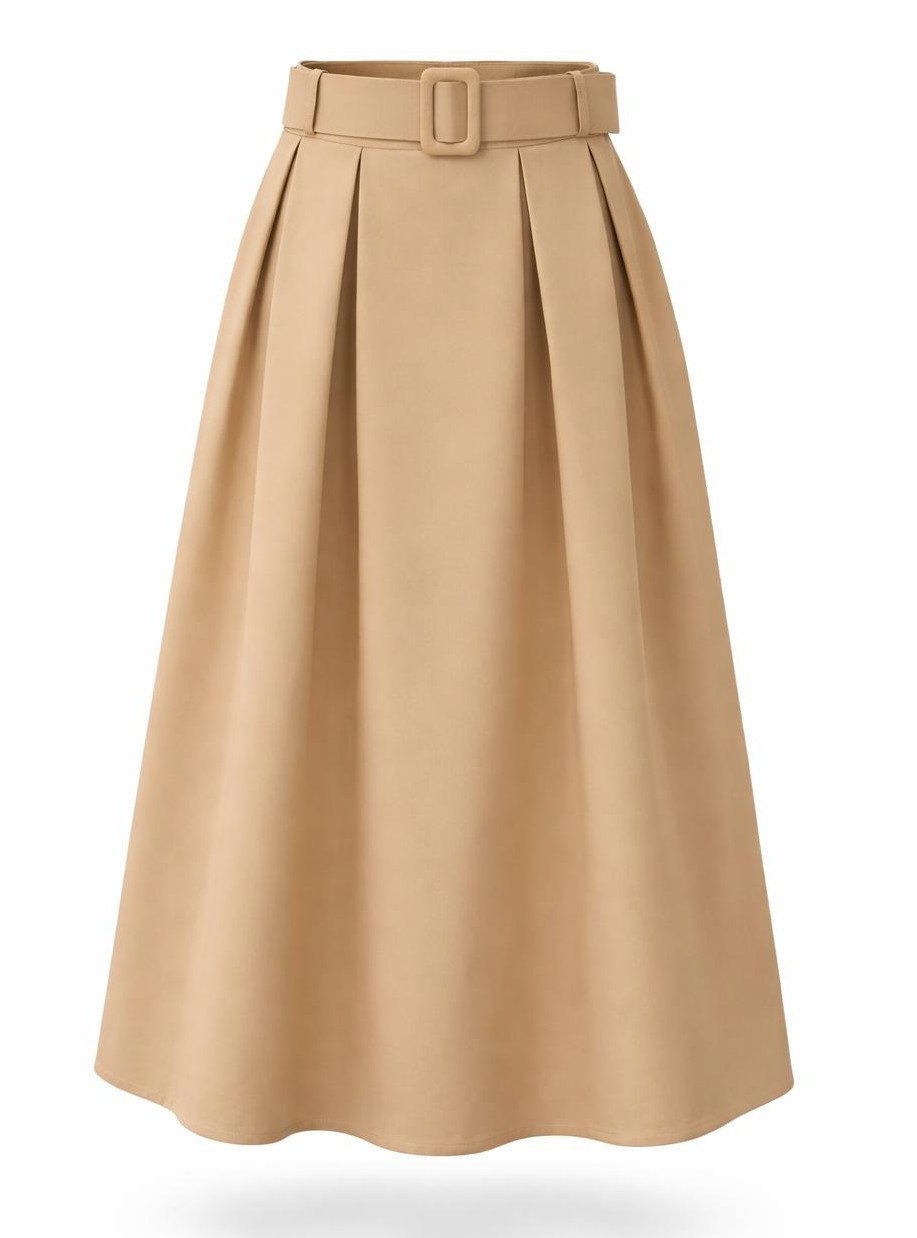 Mississhop A-Linien-Rock Damen Maxirock mit Gürtel – eleganter A-Linien Rock, lang GR. S/M