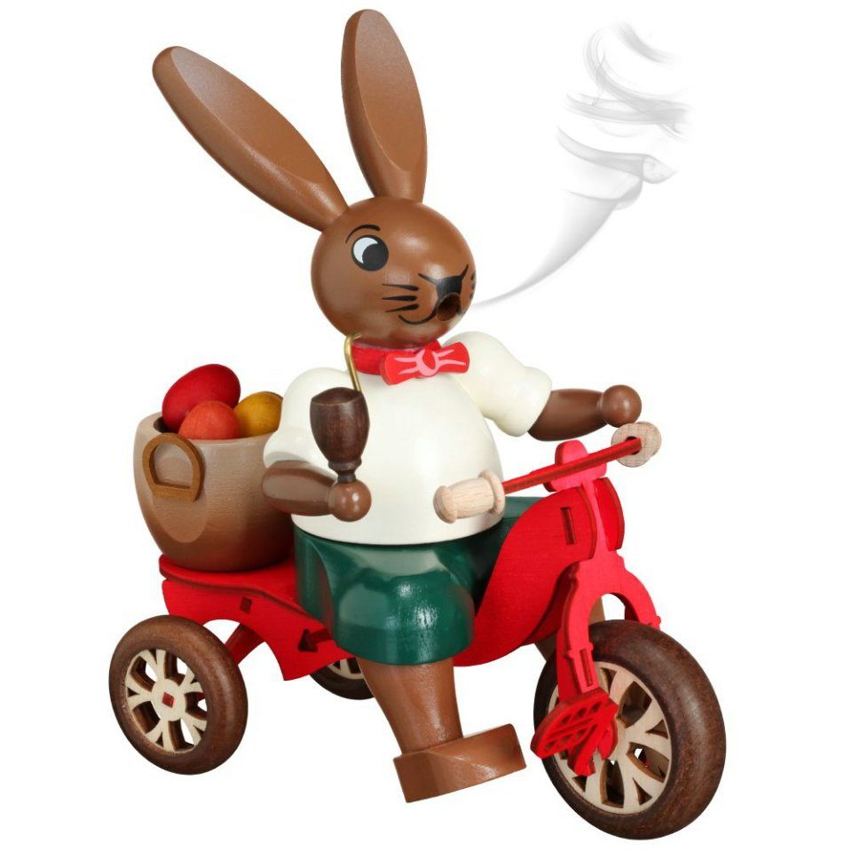 Zeidler Holzkunst Osterhase Zeidler Räucherhase Dreirad, Handarbeit aus dem Erzgebirge