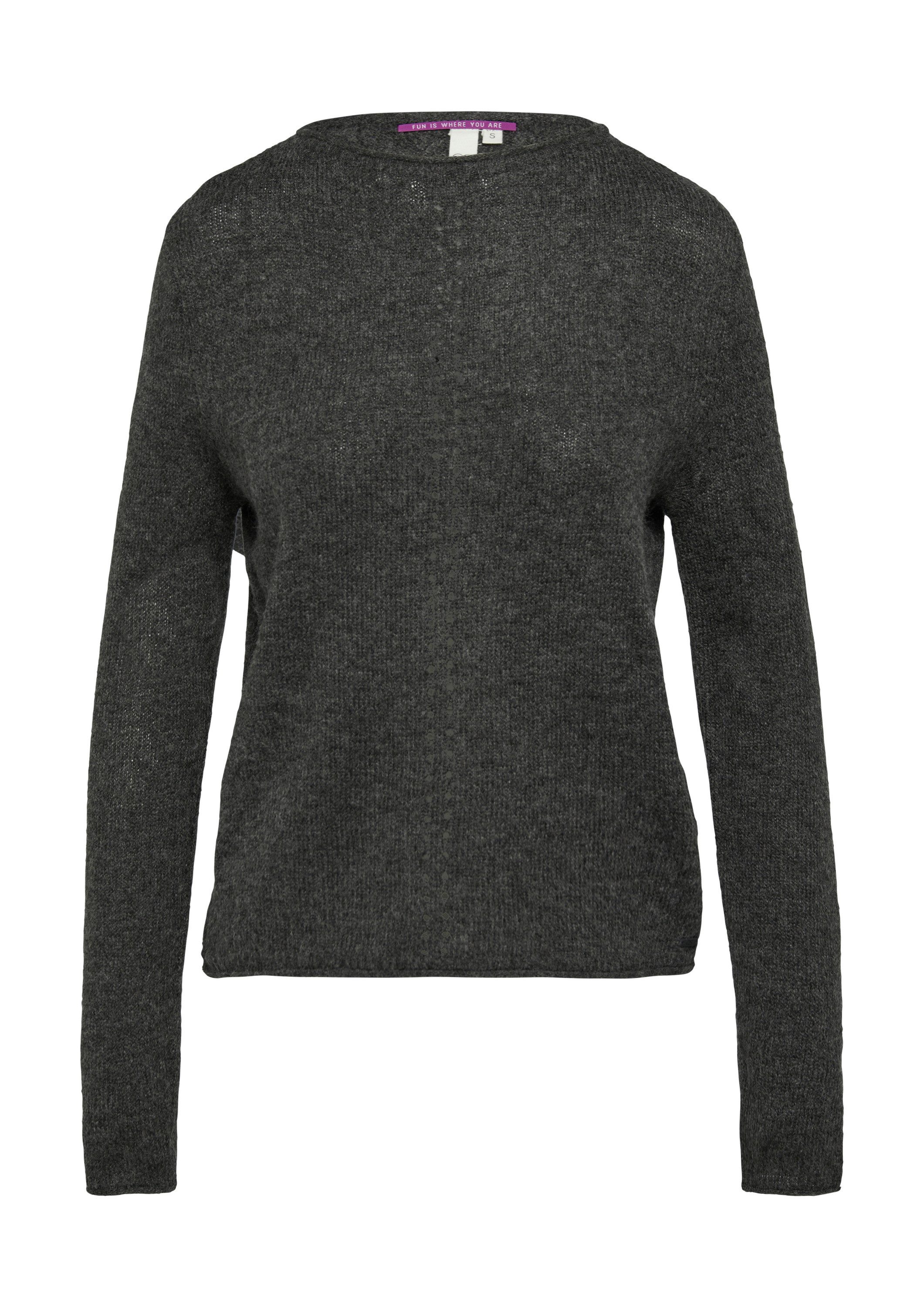 QS Longpullover Strickpullover Weicher Strickpullover mit Ajour-Detail günstig online kaufen