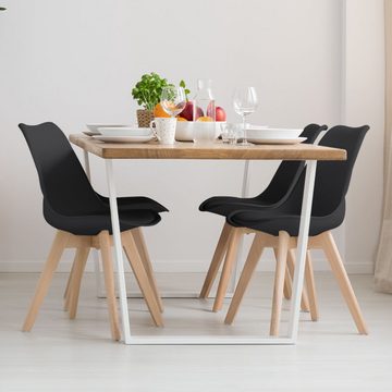 etc-shop Stuhl, Esszimmerstuhl Eiche schwarz Schalenstuhl Küchenstuhl Holz Polster 4x