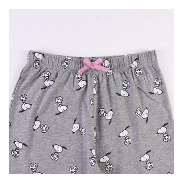 Snoopy Pyjama XS Damen Langarm Pyjama 2 Teiler Schlafanzug Nachtwäsche Snoopy Grau