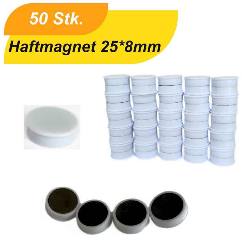 Magnet Pinboard-Magnete 25x8mm rund, schwarz, für Büro, Kühlschrank, Tafel, (30-St)