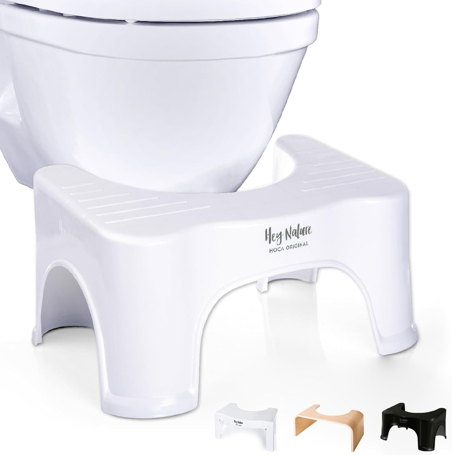 Hey Nature Sitzhocker HOCA Toilettenhocker medizinischer Badhocker für Erwachsene (für eine natürliche und komfortable Toilettenhaltung, Schnelle Hilfe bei Hämorrhoiden, Verstopfung, Blähungen, Blähbauch), WC Hocker als natürliches Abführmittel, Medizinprodukt