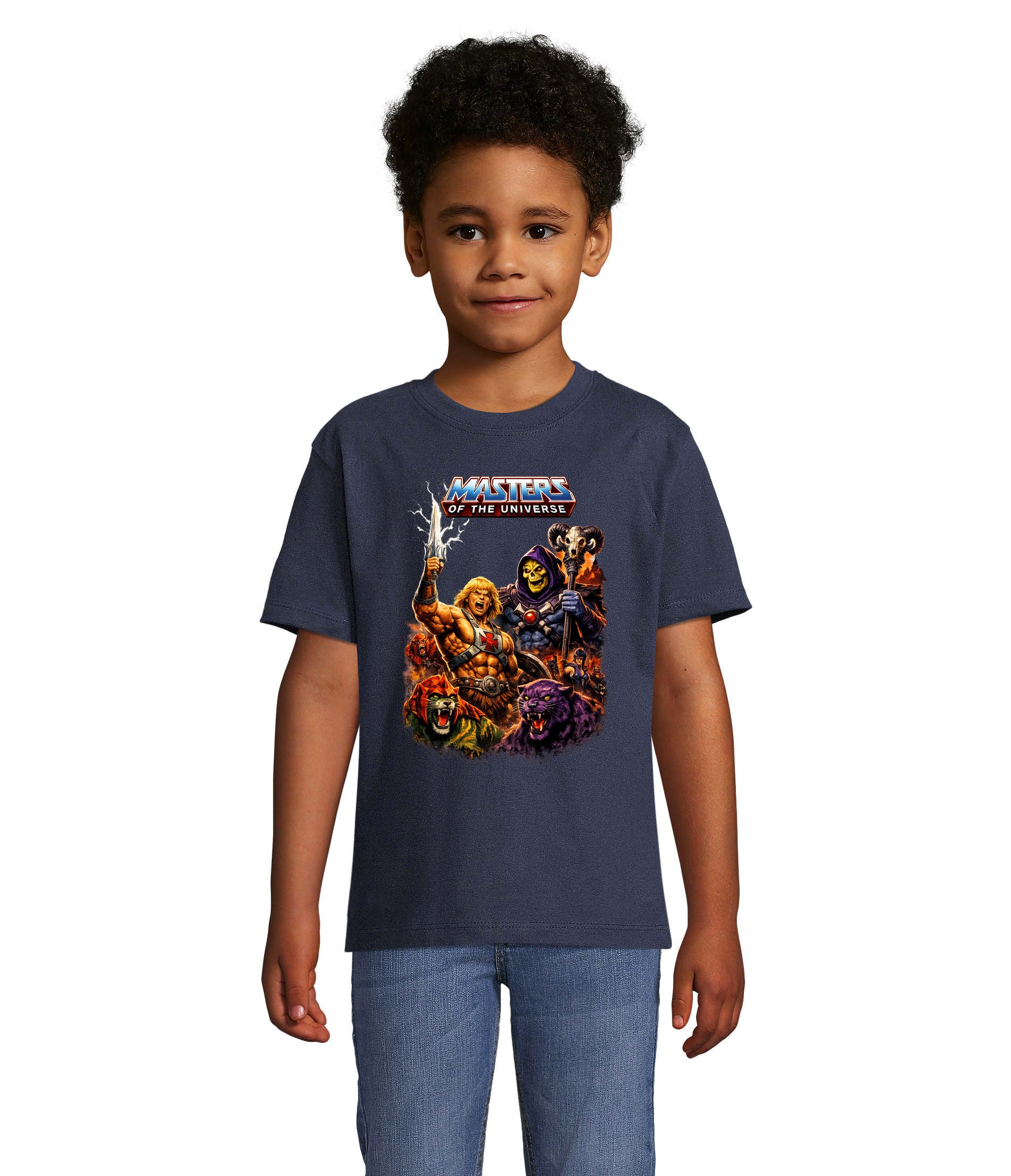 Blondie & Brownie T-Shirt Kinder T Shirt He Man MOTU Retro 80s Krieger Totenschädel Motiv (Einzelartikel) Eternia Retro Krieger Kinder Shirt Edition