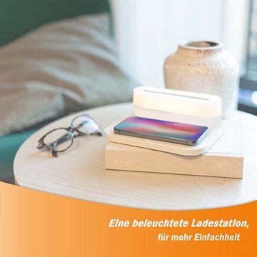 LIVOO Tischleuchte LIVOO Touch-Nachttischlampe Induktionsladestation Smartphone USB, Nachttischleuchte, Tischlampe, LED fest integriert, Kaltweiß bis Warmweiß, Wohnzimmer, Schlafzimmer, Esszimmer, Küche, Flur