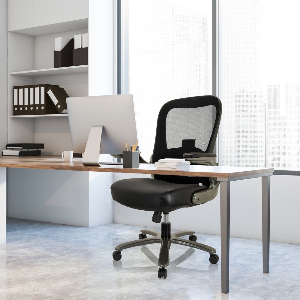 Drehstuhl Drehstuhl Bürostuhl Chefsessel hjh INSTRUCTOR St), (1 T XXL Netzstoff/Leder I OFFICE ergonomisch XXL
