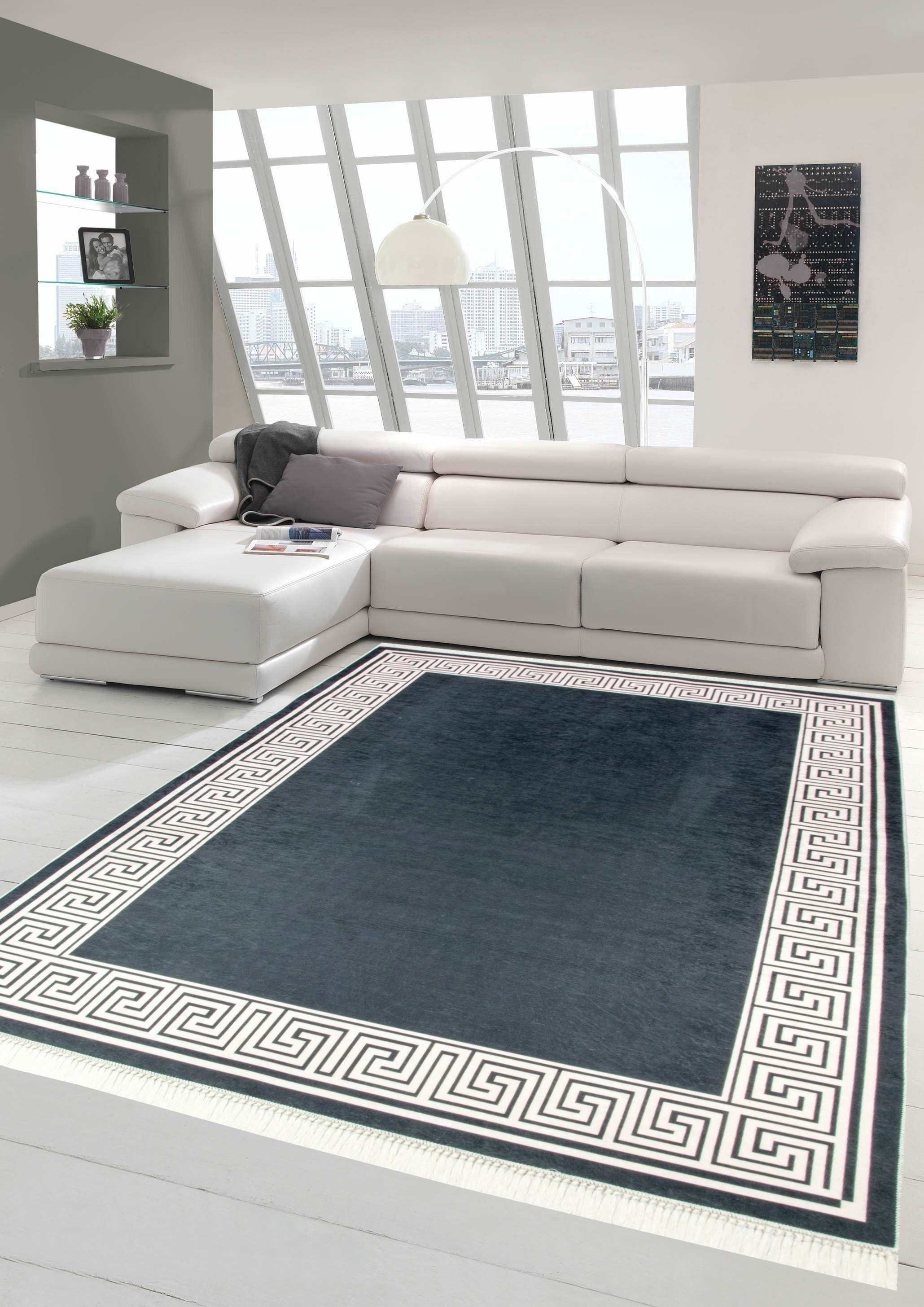Teppich »Teppich modern Wohnzimmerteppich waschbar in schwarz creme«,  Teppich-Traum, Rund, Höhe 5 mm online kaufen | OTTO