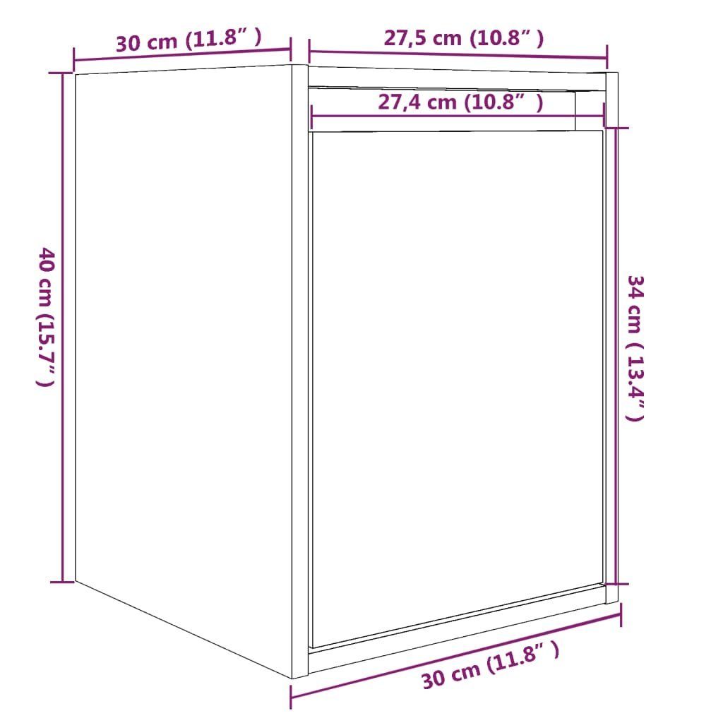 cm Wandschrank Wandregal Massivholz 30x30x40 furnicato Grau Kiefer