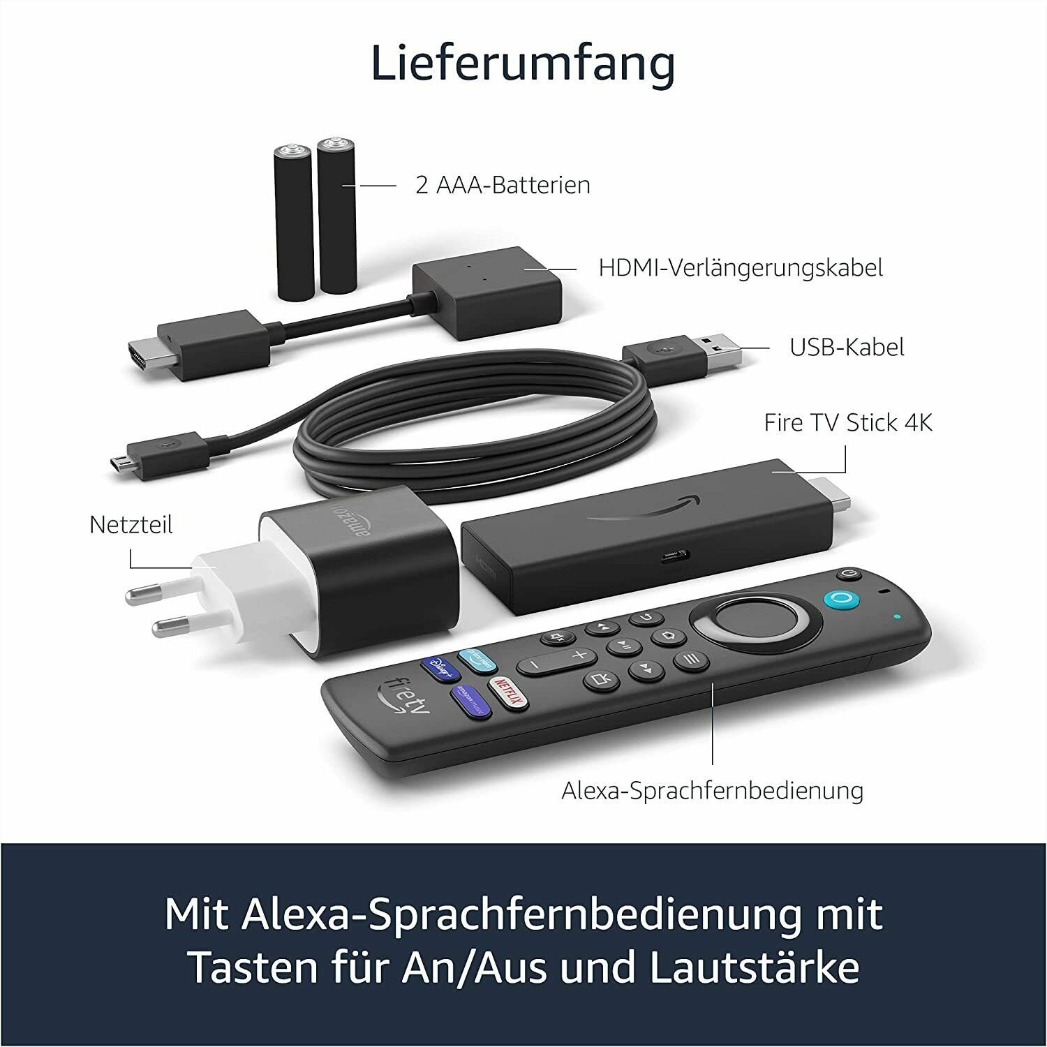 Amazon Streaming-Stick Amazon Fire TV Stick 4K, Alexa-Sprachfernbedienung+TV-Steuerungstasten