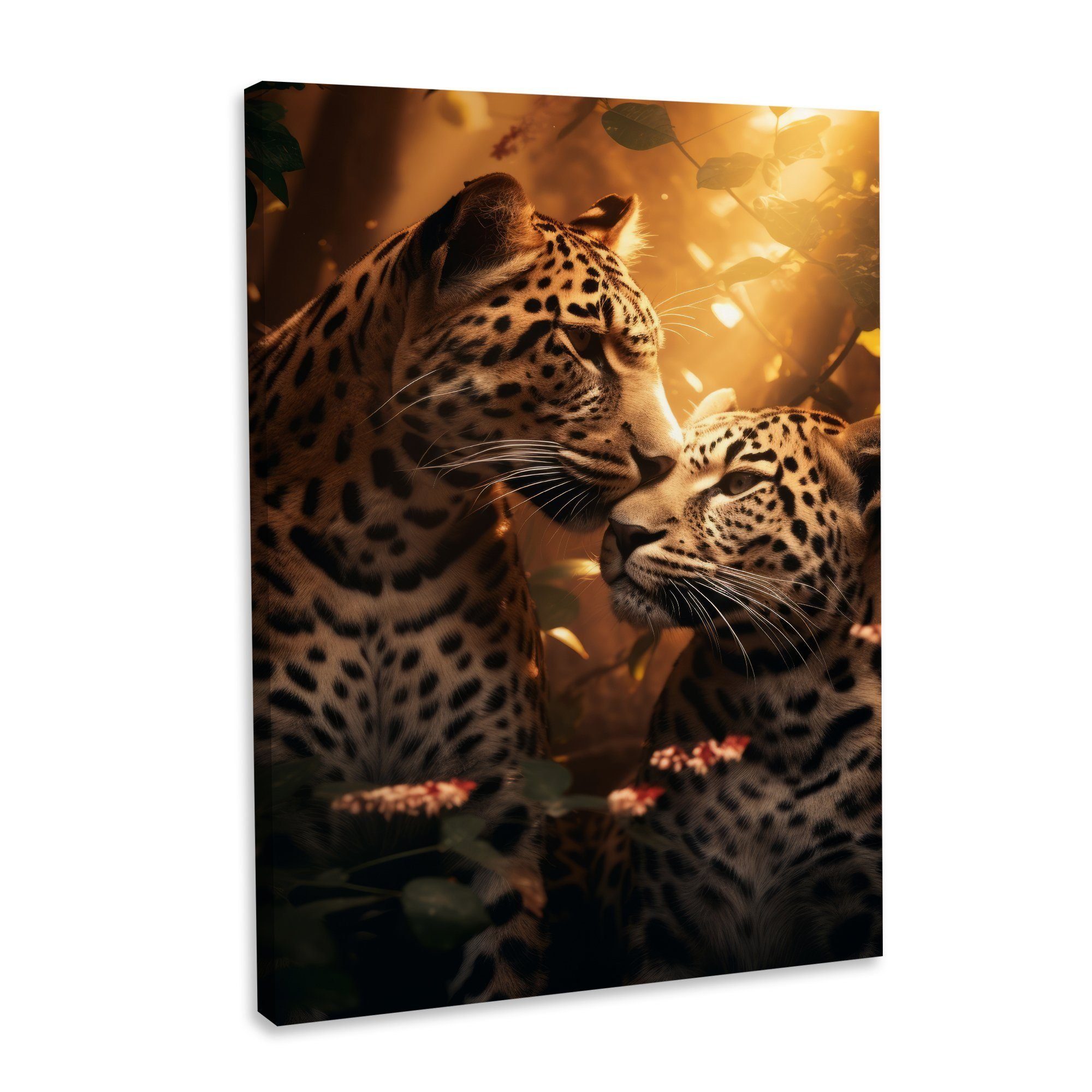 Hustling Sharks Leinwandbild Exklusives Tier-Bild als XXL Leinwandbild "Leopard Romantic", in 7 unterschiedlichen Größen verfügbar