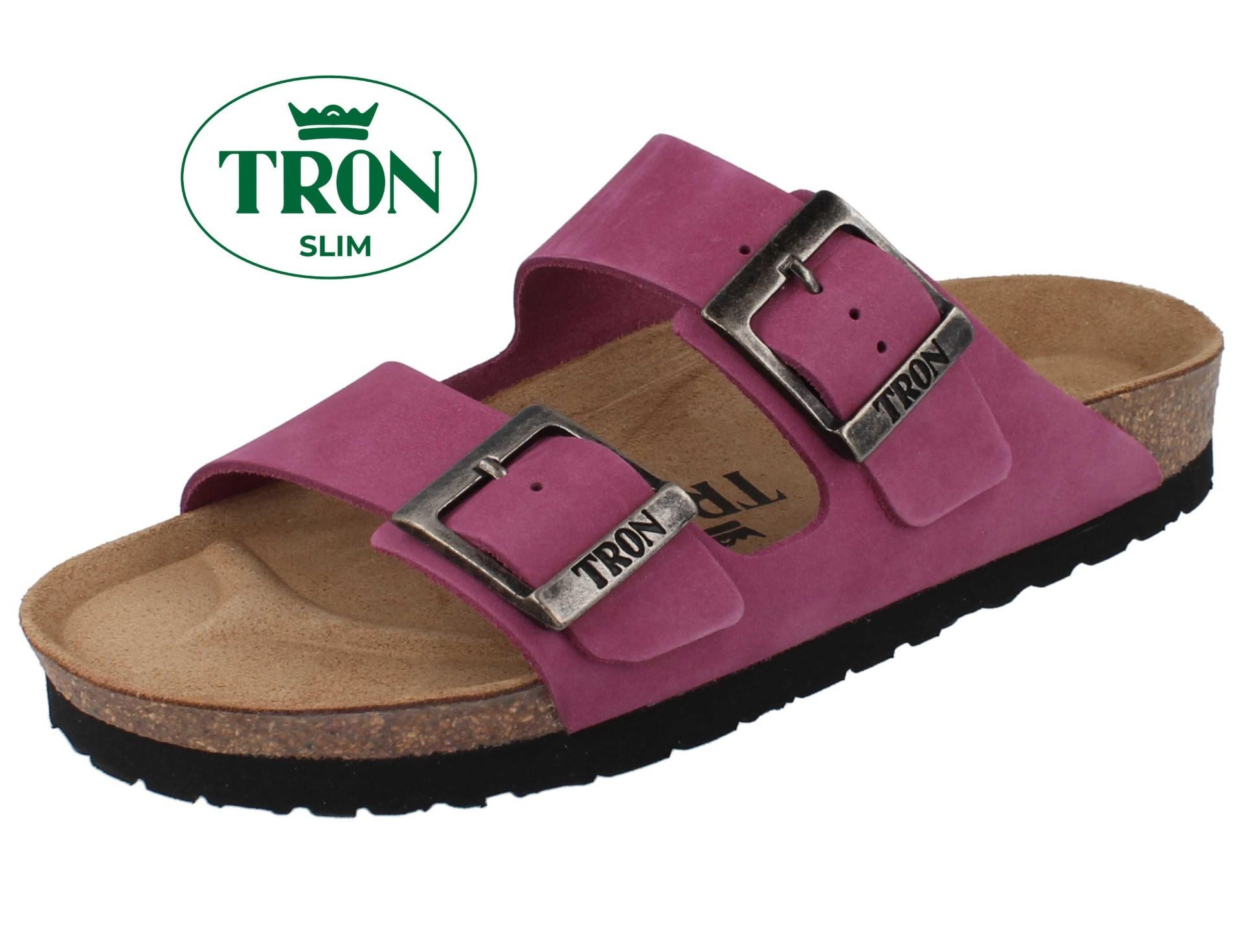 Tron TRON Pampelonne slim Damen Tieffußbett Pantolette pink Nubukleder - Pantolette Atmungsaktiv