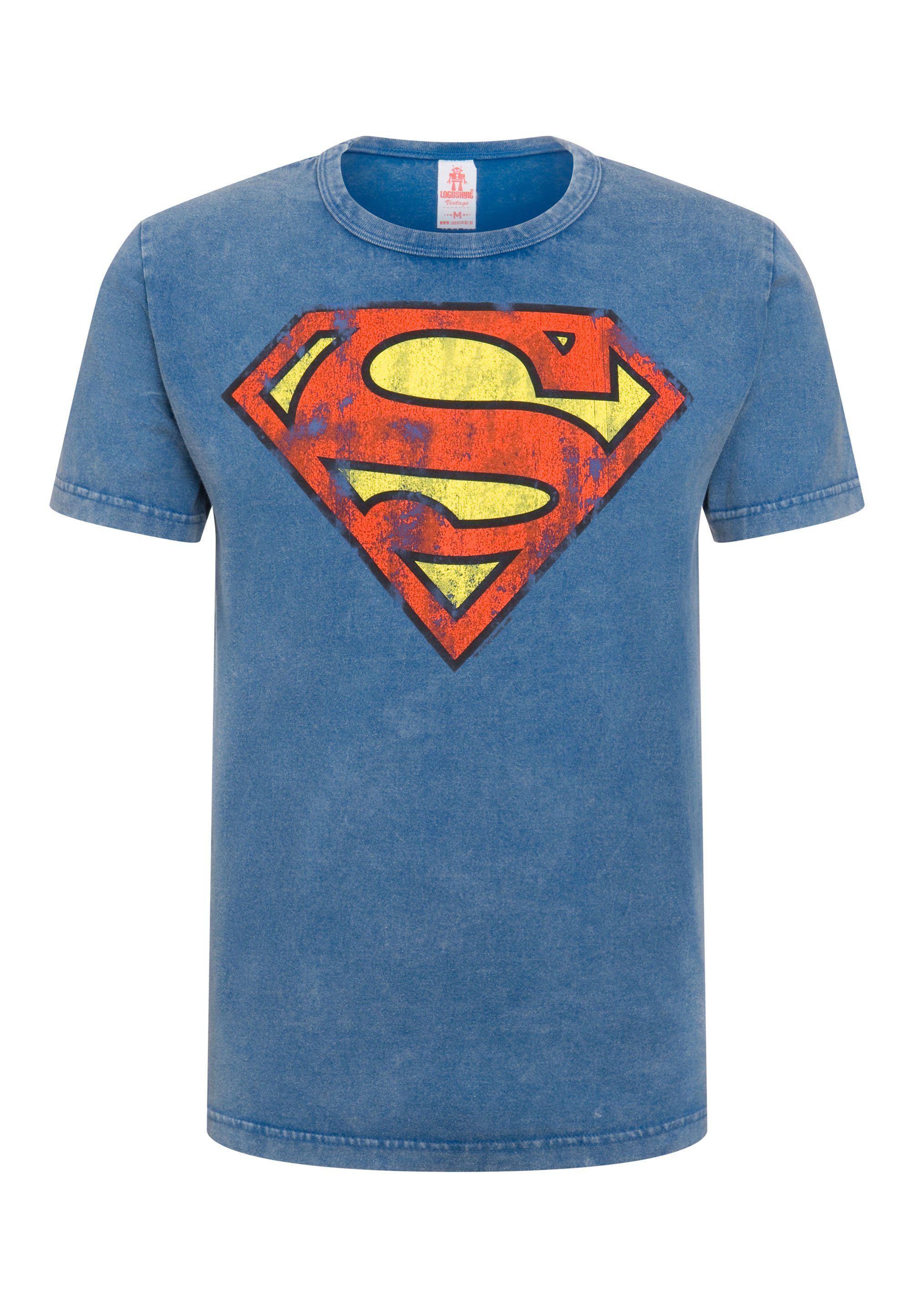 LOGOSHIRT T-Shirt DC Comics – hellblau lizenziertem Superman mit Print