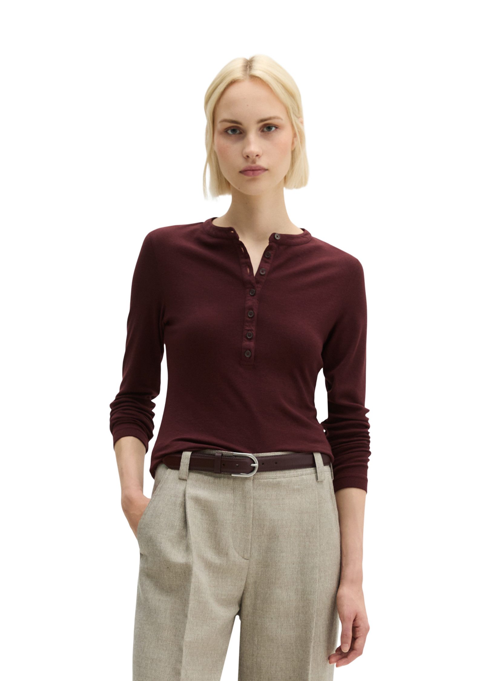 Marc O'Polo Langarmshirt aus Lyocell-Bio-Baumwoll-Stretchjersey