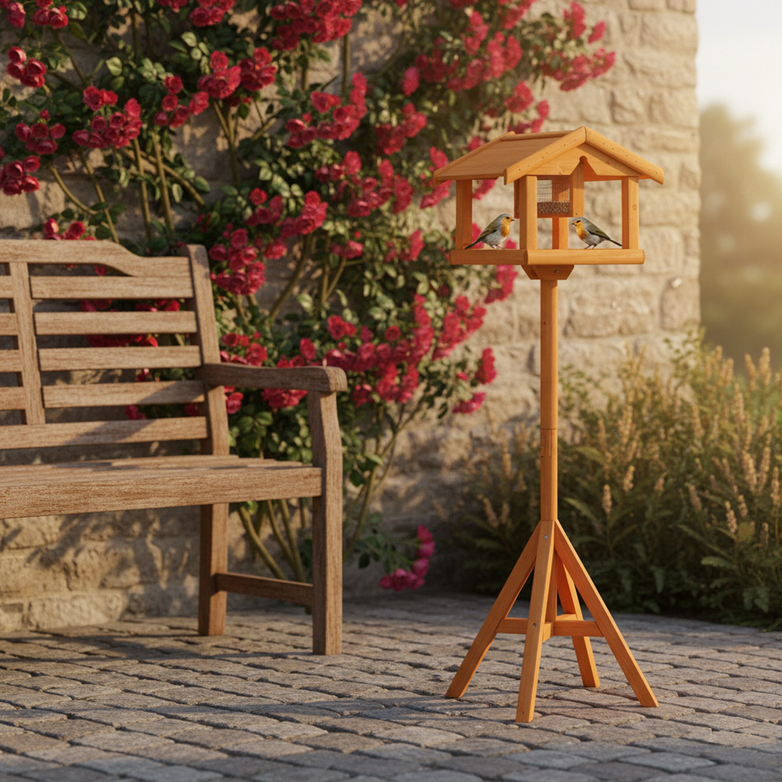 relaxdays Vogelhaus Vogelfutterhaus mit Ständer, orange günstig online kaufen