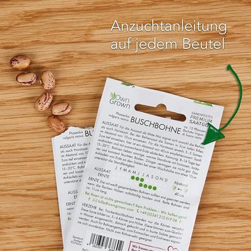 OwnGrown Anzucht- und Kräutererde 6 Köstliche Bohnen Sorten für Garten & Balkon – Saatgut Gemüse, (6-St., 6 er Set), Bio