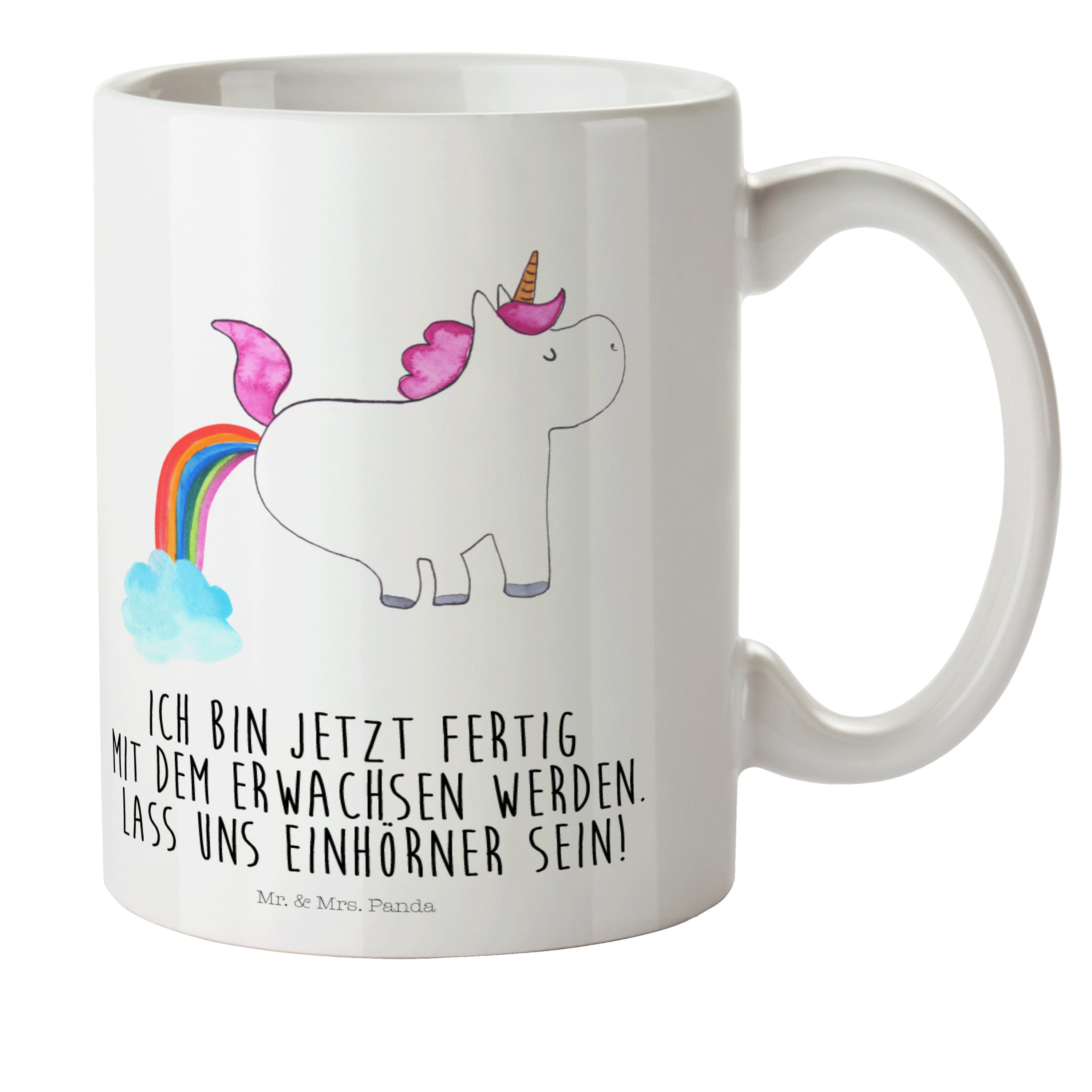 Kinderbecher Mrs. Pupsend Ta, Kunststoff & Reisetasse, Weiß Einhorn - Panda Geschenk, Pegasus, Kunststoff Mr. -