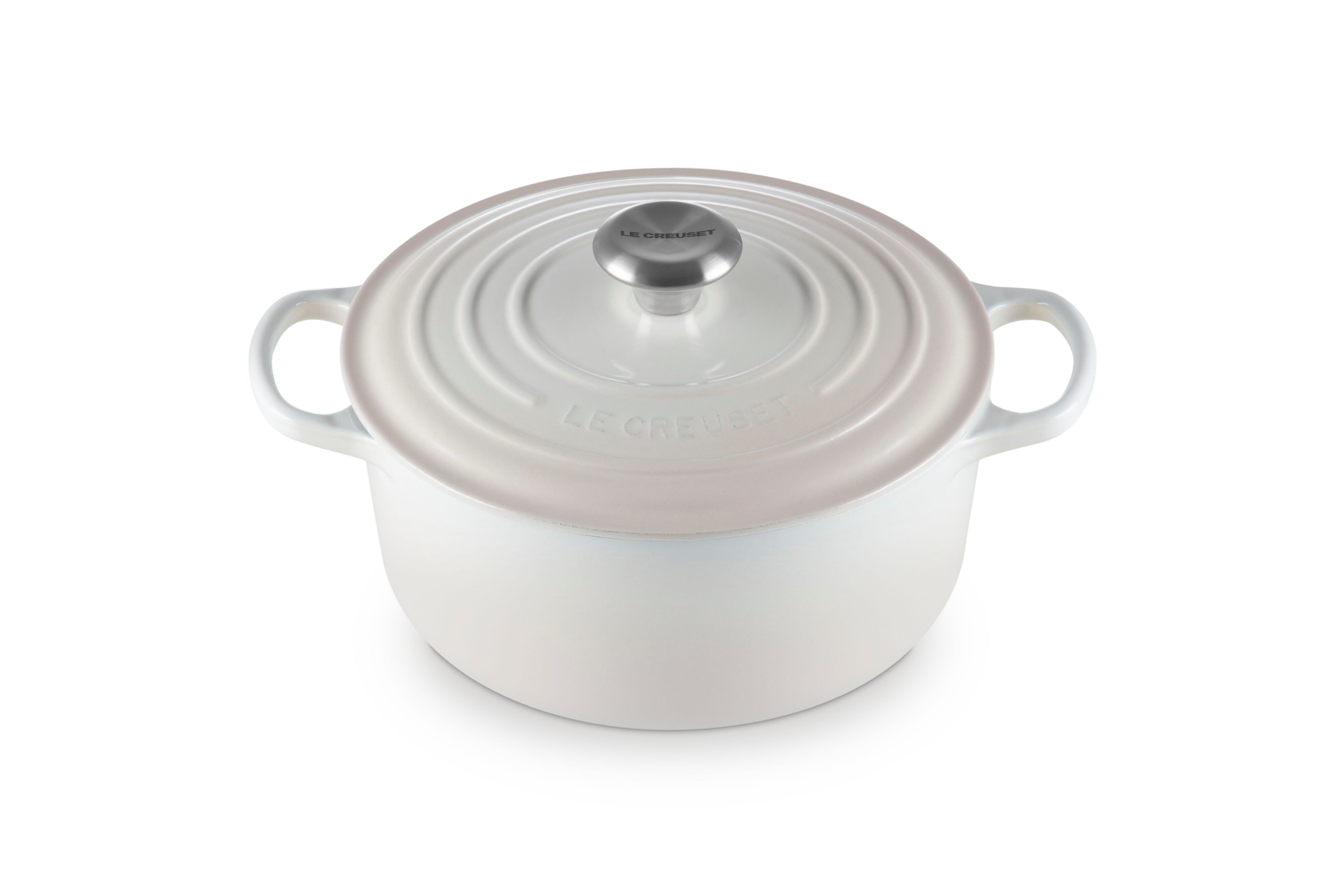 LE CREUSET Bräter Signature Gusseisen-Bräter, Gusseisen, Rund, Ø 24 cm, 3,5 l, 4,31 kg, Meringue, 21177247164430