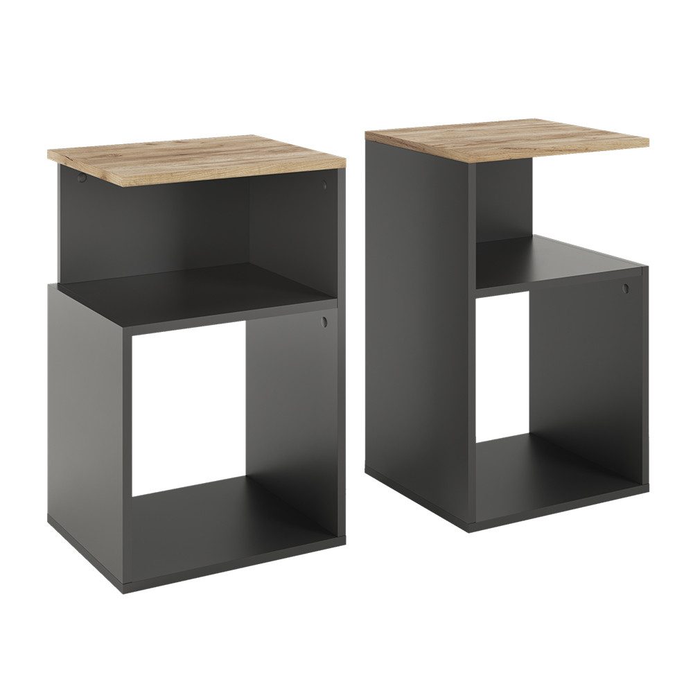 Vicco Nachtschrank Elios, Anthrazit/Goldkraft Eiche, 2er Set günstig online kaufen