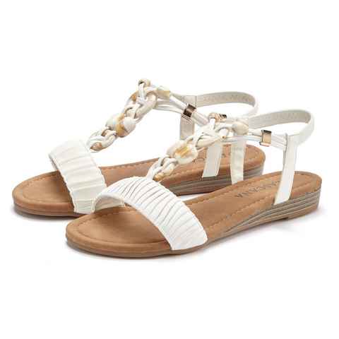LASCANA Sandale Sandalette, Sommerschuh mit elastischen Riemchen, Schmucksteinchen