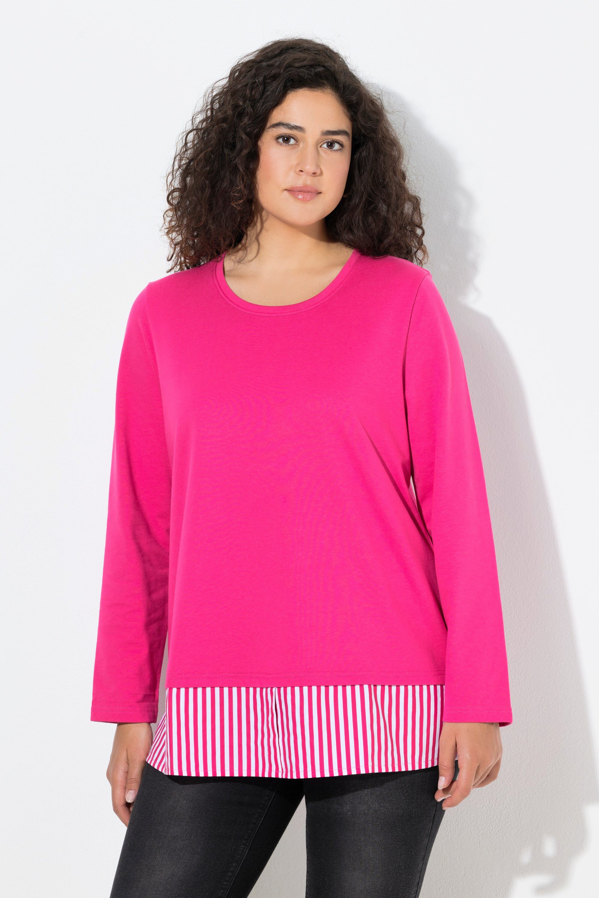 Ulla Popken Sweatshirt Sweater Blusensaum Rundhals Langarm