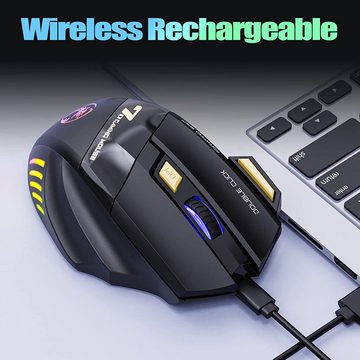 Gontence Wireless Maus,mit 2.4G USB-Empfänger,3 einstellbare DPI,7 Tasten Gaming-Maus
