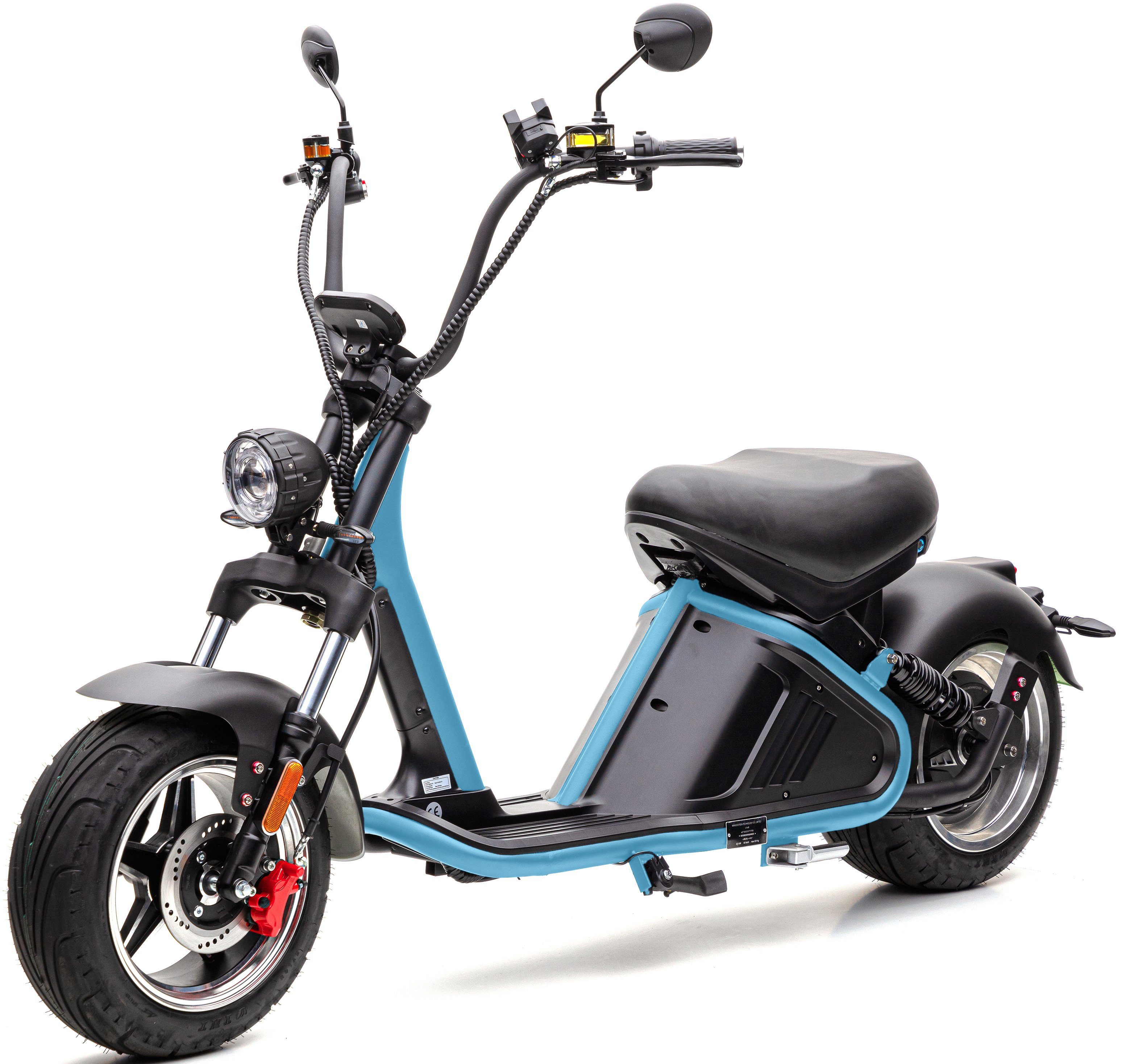 ECONELO E-Motorroller CHOPPER PXD 2, W, km/h, 3000 Lenkrad blau 45 höhenverstellbar