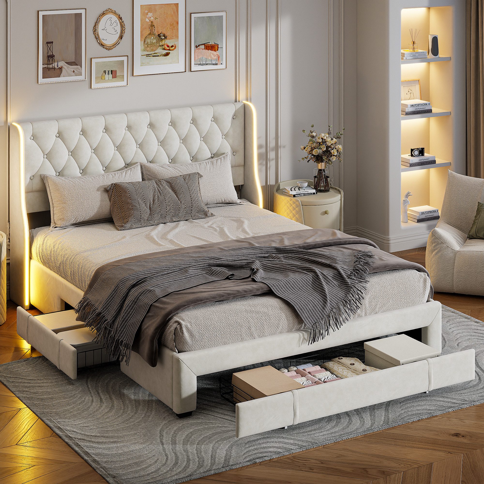 Furnishings Home Polsterbett Stauraumbett Doppelbett modernes günstig online kaufen