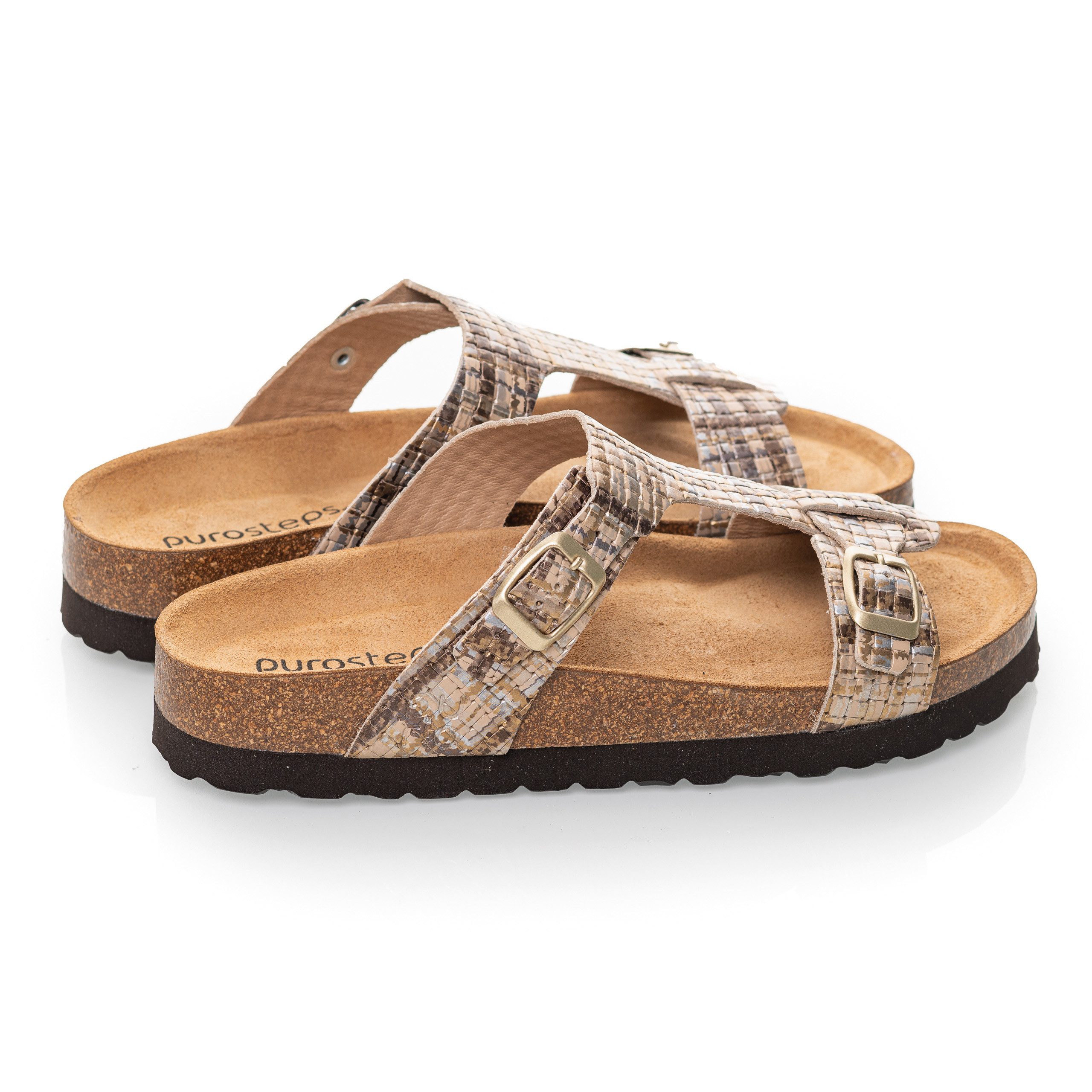 purosteps Merida-Eco 17952-metallic-braun Sandale Echtes Leder, Natur Mater günstig online kaufen