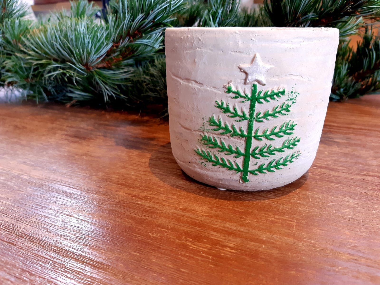 Vosteen Christbaumständer Übertopf handgearbeitet mit Tannenbaum Motiv, Wei günstig online kaufen