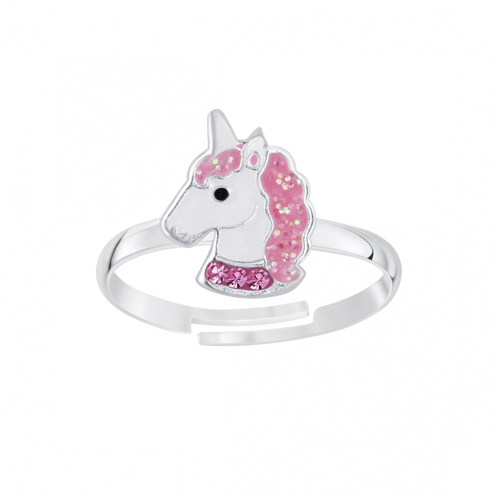 ALEXANDER YORK Silberring EINHORN Kristall pink, 925 Sterling Silber