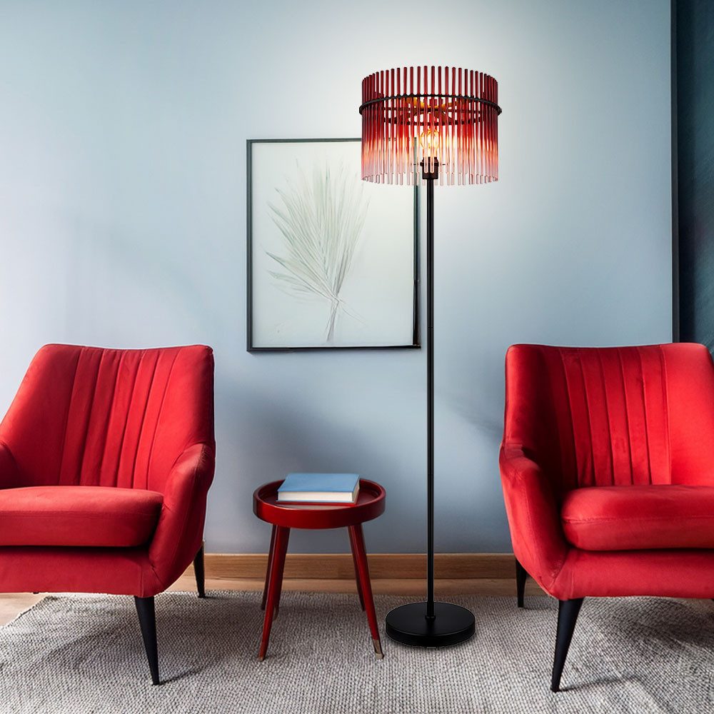 GLOBO LIGHTING Stehlampe, Leuchtmittel nicht inklusive, Stehlampe Stehleuchte Wohnzimmerlampe Retro Glas brombeer rot H 152 cm